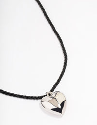 Silver Metal Heart Cord Necklace - link has visual effect only