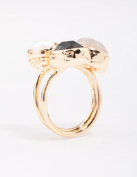 Gold Triple Stone Wrapped Cocktail Ring - link has visual effect only