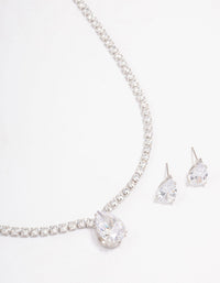 Silver Cubic Zirconia Teardrop Jewellery Set - link has visual effect only