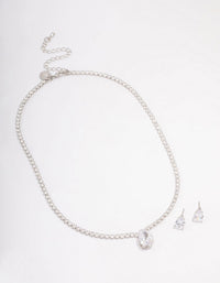 Silver Cubic Zirconia Teardrop Jewellery Set - link has visual effect only