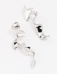 Silver Long Wavy Drop Earrings - link has visual effect only