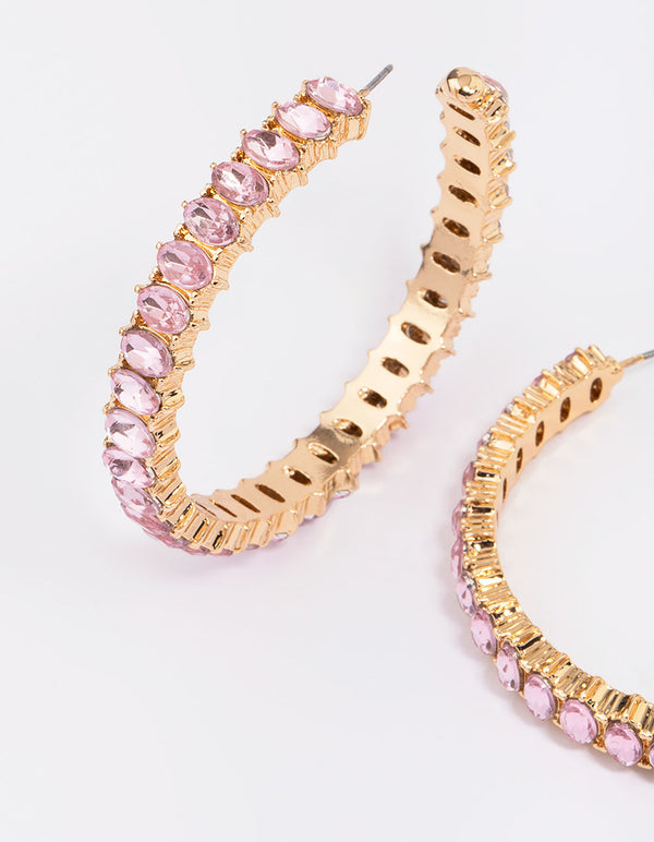 Gold Navette Diamante Hoop Earrings