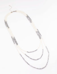 Silver Pearl Facet Layered Necklace - link has visual effect only