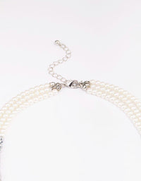 Rhodium Pearl Facet Layered Necklace - link has visual effect only