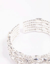 Silver Large Diamante Oval Wrist Cuff - link has visual effect only