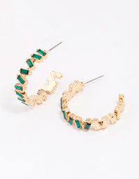 Gold Zig Zag Baguette Drop Earrings - link has visual effect only