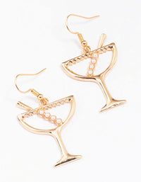 Gold Pearl Cocktail Drop Earrings - link has visual effect only