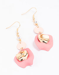 Gold & Blush Diamante Petal Drop Earrings - link has visual effect only