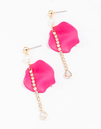 Gold & Pink Iridescent Petal Chain Drop Earrings - link has visual effect only
