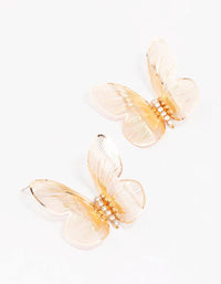 Gold Decorative Butterfly Stud Earrings - link has visual effect only