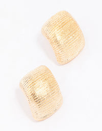 Gold Curved Textured Stud Earrings - link has visual effect only