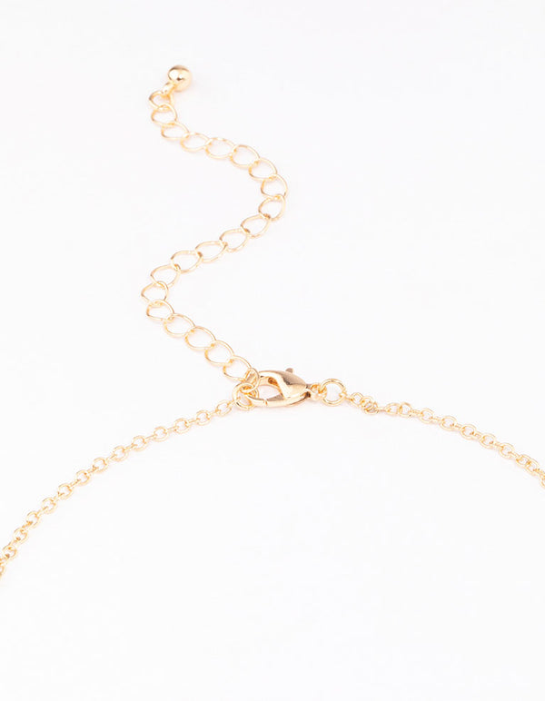 Gold Diamante Cross Droplet Necklace