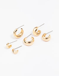 Gold Mixed Gradual Simple Hoop Earring 3-Pack - link has visual effect only