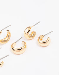 Gold Mixed Gradual Simple Hoop Earring 3-Pack - link has visual effect only