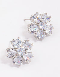 Silver  Cubic Zirconia Small Flower Stud Earrings - link has visual effect only
