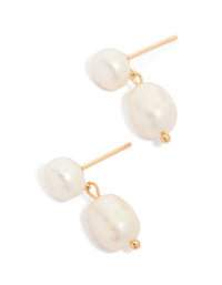 Gold Plated Freshwater Pearl Drop Earrings - link has visual effect only