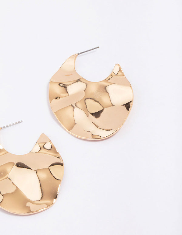 Gold Wavy Large Hoop Earrings