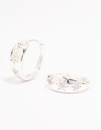 Silver Plated Cubic Zirconia Celestial Huggie Hoop Earrings - link has visual effect only