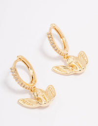 Gold Plated Cubic Zirconia Cherub Huggie Hoop Earrings - link has visual effect only
