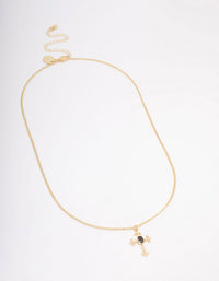 Gold Plated Ornate Cross Pendant Necklace - link has visual effect only
