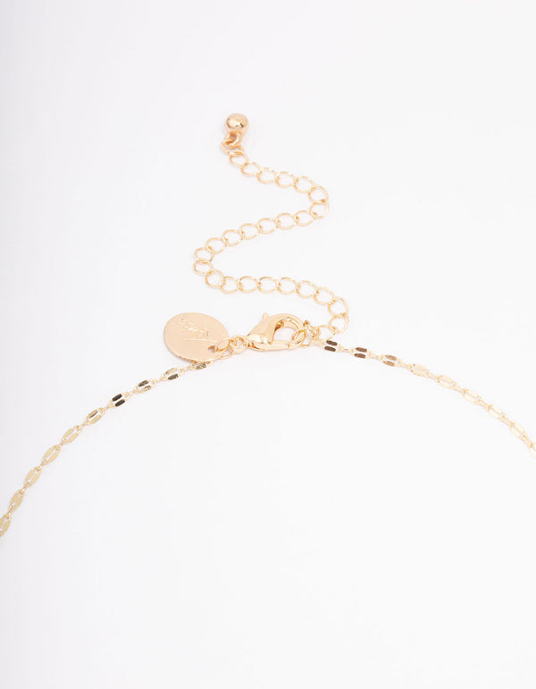 Gold Plated Simple Cross Station Chain Necklace