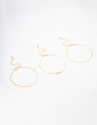 Gold Plated Diamante Cross Bracelet 3-Pack - link has visual effect only