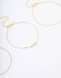 Gold Plated Diamante Cross Bracelet 3-Pack - link has visual effect only