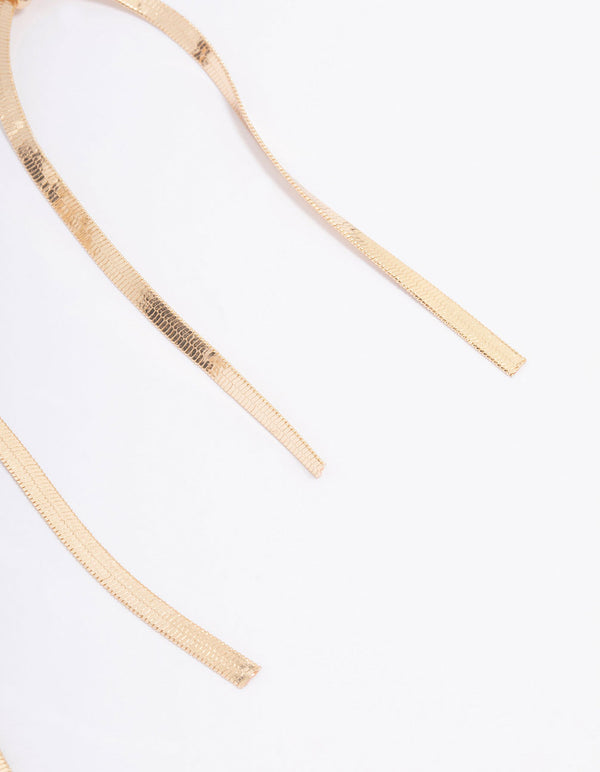 Gold Snake Chain Bow Drop Earrings