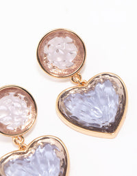 Gold Oval Glitter Heart Drop Earrings - link has visual effect only
