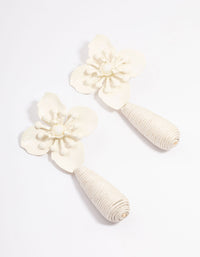 Cream Flower Wrapped Teardrop Earrings - link has visual effect only