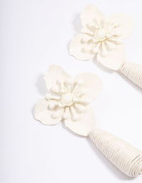 Cream Flower Wrapped Teardrop Earrings - link has visual effect only