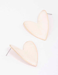 Gold Pearly Heart Stud Earrings - link has visual effect only