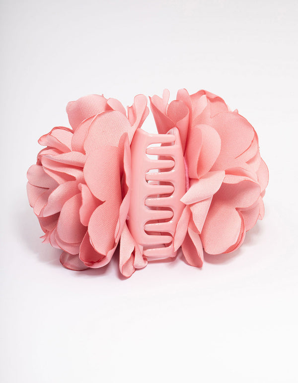Pink Fabric Small Flower Hair Claw Clip