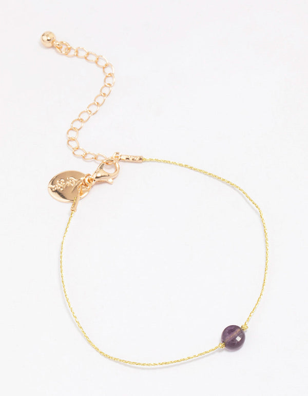 Gold Beaded Semi-Precious Stone Bracelet