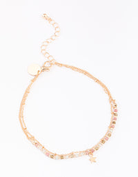Gold Mixed Semi-Precious Layered Anklet - link has visual effect only