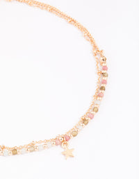 Gold Mixed Semi-Precious Layered Anklet - link has visual effect only