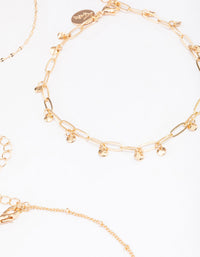 Gold Mixed Chain Anklet 4-Pack - link has visual effect only