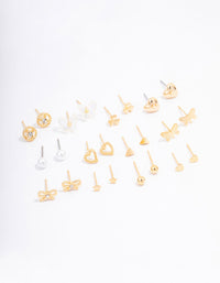 Gold Butterfly Stud Earrings 12-Pack - link has visual effect only