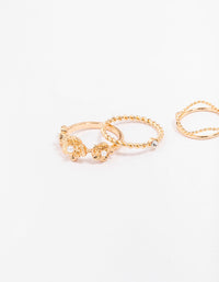 Gold Twisted Flower Stacking Rings 6- Pack - link has visual effect only