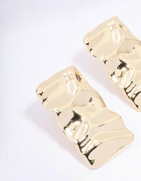 Gold Plated Hammered Rectangular Stud Earrings - link has visual effect only
