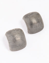 Antique Silver Textured Chubby Hoop Earrings - link has visual effect only