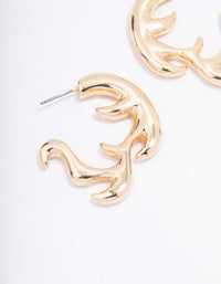 Gold Metal Flame Hoop Earrings - link has visual effect only