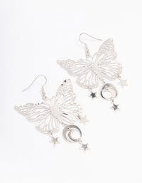 Silver Butterfly Moon Drop Earrings - link has visual effect only