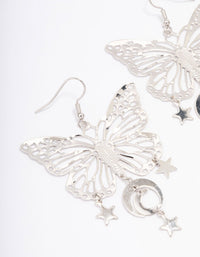 Silver Butterfly Moon Drop Earrings - link has visual effect only