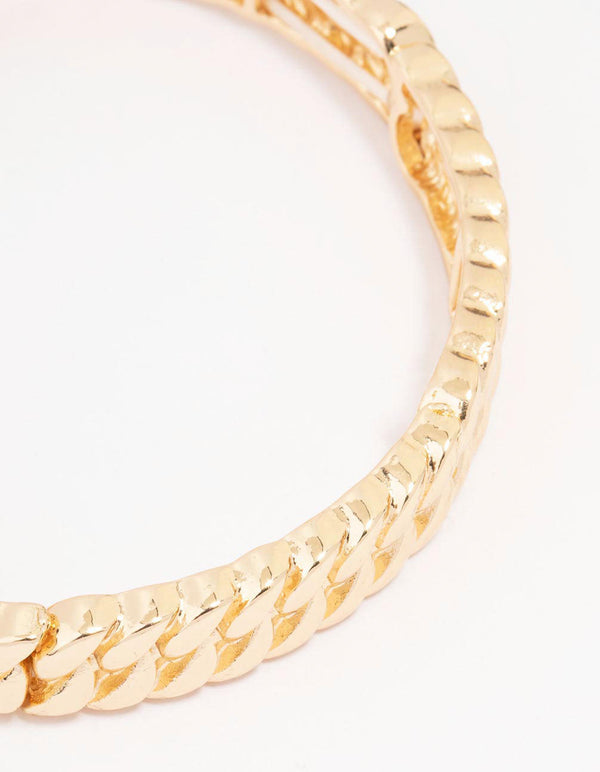 Gold Twisted Link Stretch Bracelet