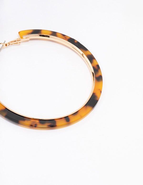 Gold Tortoiseshell Large Hoop Earrings