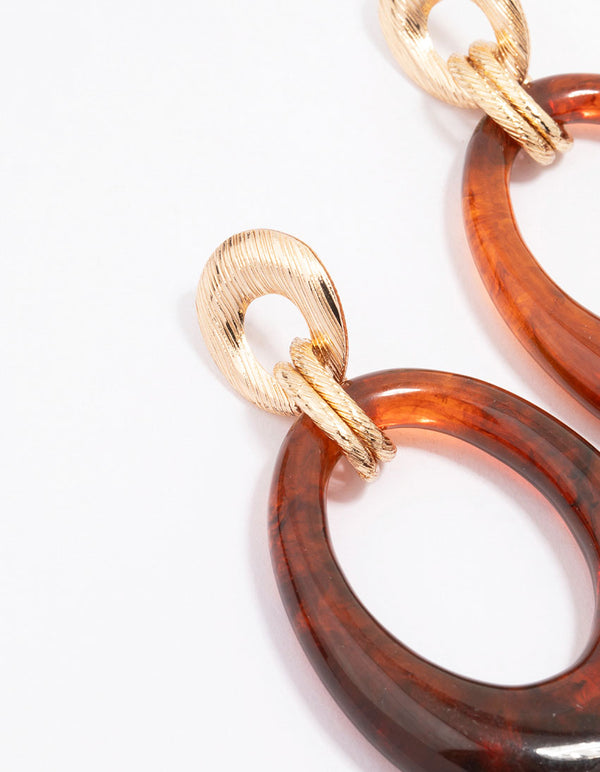 Gold Tortoiseshell Link Drop Earrings