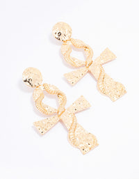 Gold Hammered Cross Wrap Drop Earrings - link has visual effect only