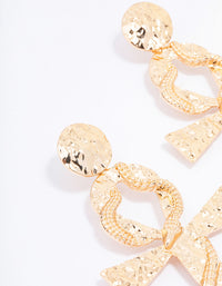 Gold Hammered Cross Wrap Drop Earrings - link has visual effect only