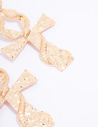 Gold Hammered Cross Wrap Drop Earrings - link has visual effect only